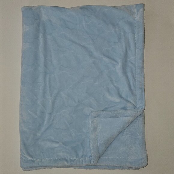 Clouds Blue Embossed Baby Blanket 29x39 Soft Fleece - Picture 1 of 7